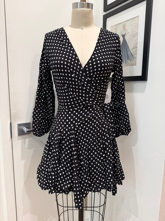 Zimmermann Dresses & Skirts - Zimmermann Black and White Polka Dot Wrap Mini Dress